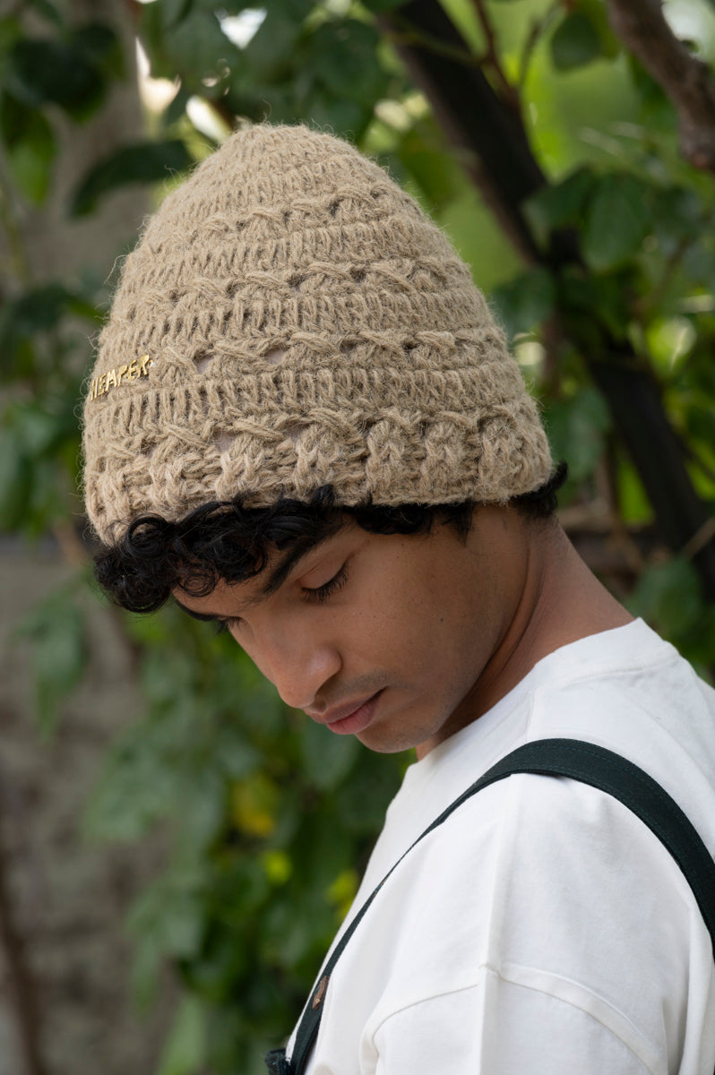 Gorro de Lana Oliva Tejido a Mano