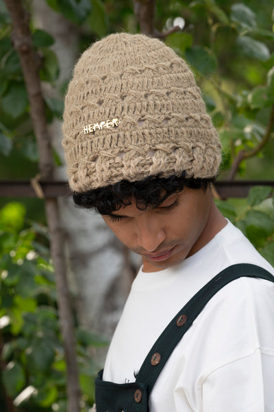 Gorro de Lana Oliva Tejido a Mano